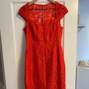 Red Rust Lace Bodice J.Crew Formal Dress